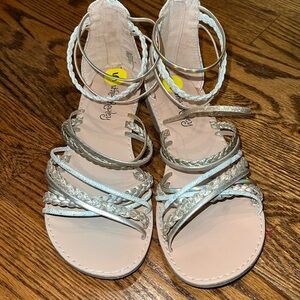 Girls gold braided Cynthia rowley strapy sandals size 5 NEW!